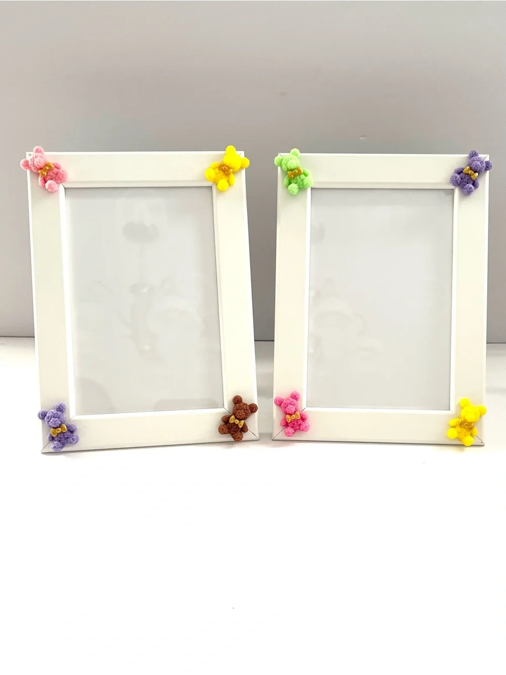 Kids Teddy Bear Picture Frames Set of 2 Colorful Nursery Decor